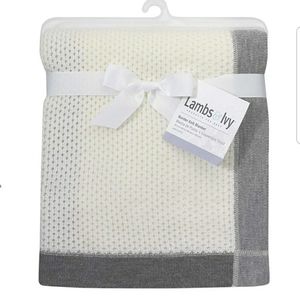 Lambs & Ivy White with Gray Border Knit